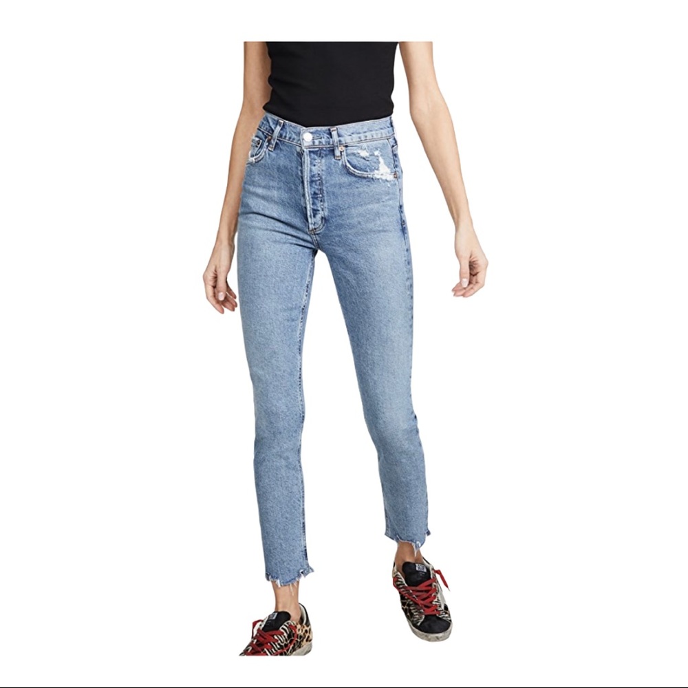 Agolde Nico High Rise skinny jean chewed hem